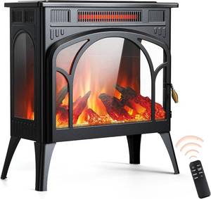 lot 101488 image: Retails for $190 Rintuf Electric Fireplace Heater, 1500W Infrared Fireplace Stove Heater with 3D Flame Effect, 8H Timer, Space Heater Fireplace with Remote, Safety Protection, Freestanding for Indoor Use Large Room