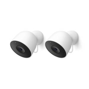 lot 16927 image: Google Nest Cam Outdoor (Wired, 2nd Gen) - 2 Pack - Security Camera with 2K Video and Gemini, Night Vision, 2-Way Audio - Works with Google Home - 2025 Model - Snow - Retail $239