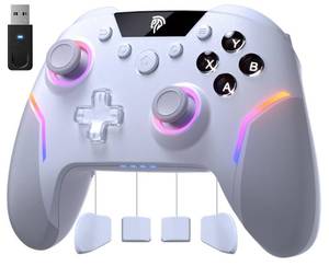 lot 16934 image: EasySMX X20 Wireless Gaming Controller with RGB Backlit, 2-Stage Hall Effect Stick, 1000Hz Polling Rate, 6-Axis Gyro on Multi-Platform, Mech Buttons- Compatible with PCSwitchSteamAndroid - Retail $60