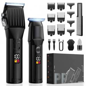lot 16935 image: Cordless Hair Clippers for Men Beard Trimmers Kit with LED Display Electric Beard Haircut Rechargeable Grooming Shaver Kit Gift for Men Women Barber Kids (Black) - Retail $30