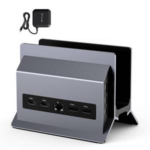 lot 16939 image: TobenONE Docking Station with Dual Monitor,4K60Hz 2 HDMI,100W Power Supply, PD 3.0,6 USB,Gigabit Ethernet, Laptop Stand Vertically,for Windows,ChromeOS and More Space-Saving for OfficeHomeStudy - Retail $110