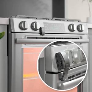 lot 32180 image: EUDEMON 1 Pack Updated Oven Front Lock,Childproof Oven Door Lock, Easy to Install & Use Durable and Heat-Resistant Material no Tools Need or Drill(Black) - Retail $10
