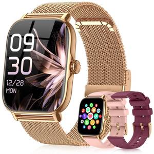 lot 32192 image: Kriutefy Smart Watches for Women Men (MakeAnswer Calls), Steps Counter Fitness Watch for Android iPhone with 120 Sports, IP68 Waterproof, Sleep Calorie Monitor, Pedometer (Gold) - Retail $27