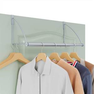 lot 32193 image: Tajsoon Over The Door Hanger Expandable & Adjustable, Over The Door Hooks for Hanging Towel & Coat, Door Rack Hanger for Bathroom, Bedroom, Washroom, Fits Doors up to 1�, Metal, Silver - Retail $19