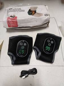 lot 32209 image: 2PCS Cordless Neuropathy Foot Massager, Ankle Heating Pad for Pain Relief, Rechargeable Foot and Ankle Massage for Circulation, Heated Ankle Wrap, Black - Retail $60