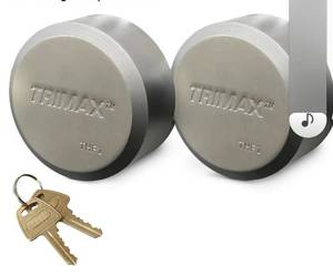 lot 32214 image: Pomunty 2 Pack Puck Lock for Trailers Keyed Alike, 6061 Solid Aluminum Trailer Door Locks Hockey Puck Locks, Reinforced Hidden Shackle Padlocks for Trailers Trucks Vans Shed Gates w4 Keys - Retail $38