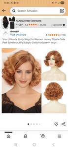 lot 32221 image: Short Blonde Curly Synthetic Wig - Retail $15