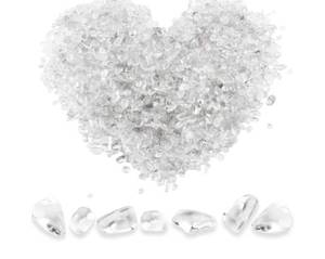 lot 32230 image: Twdrer 2lb950g Small Natural White Clear Irregular Shaped Crystal Quartz Rock Tumbled Chips Crushed Stone Healing Reiki Crystal Gemstones for Garden Aquarium Vases Plants Decoration - Retail $13