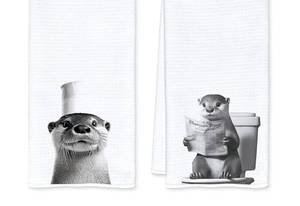 lot 32231 image: JFFTLL Otter Gifts Bathroom Hand Towels, Otter Decor, Funny Decorative Hand Towels for Bathroom, 16x24 Inch Set of 2 - Retail $7