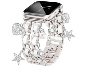 lot 32238 image: Starlight Watch Bands for Women Compatible with Apple Watch Band 38mm 40mm 41mm 42mm (S1110) Adjustable Unique Charms Metal Strap Cowboy Chain Bracelet for iWatch Series 1110987654321SE - Retail $19