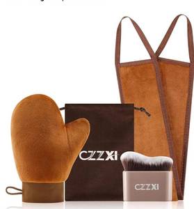 lot 32239 image: CZZXI Tanning Mitt, Body Brush & Back Tanner Applicator Kit Self-Tan Applicator for Body, Face & Hard-to-Reach Areas  Includes Storage Pouch - Retail $10