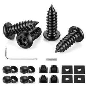 lot 32244 image: LivTee Anti Theft License Plate Screws Set for Securing Frames and Covers, License Plate Bolts, M6 (14) Tamper Proof Screws, Caps Cover for Front Rear Frame Holder Mounting (Black-4PCS) - Retail $5