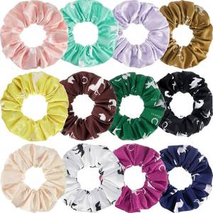 lot 41794 image: 12 Pieces Horse Scrunchies Bulk Horse Gifts for Women Colorful Elastics Hair Ties Silk Satin Hair Accessories Ponytail Holders for Cowgirl Equestrian Gifts Stuff Party Favors - Retail $9