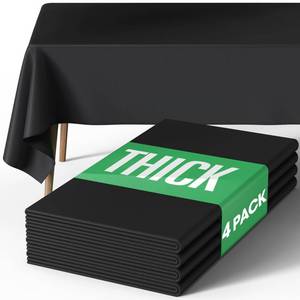 lot 41797 image: Pureegg Rectangle Table Cloth 60 x 84 Durable Polyester Tablecloth Offers Reusable & Washable Protection, Ideal for Outdoor Party, Picnic, Wedding, Banquet and Birthday, 4 Pack, Black - Retail $5