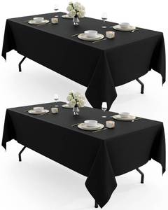 lot 41798 image: Pureegg Rectangle Table Cloth 60 x 102 Durable Polyester Tablecloth Offers Reusable & Washable Protection, Ideal for Outdoor Party, Picnic, Wedding, Banquet and Birthday, 2 Pack, Black - Retail $13