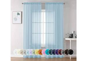 lot 41819 image: Chyhomenyc Light Blue Sheer Curtains 84 Inch Length 2 Panels, Light Filtering Soft Airy Voile Rod Pocket Sheer Window Drapes for Bedroom Living Room, Each 42Wx84L Inches, Sky Blue - Retail $10