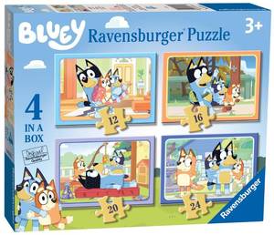 lot 41836 image: Ravensburger Bluey 4 in Box Jigsaw Puzzles for Kids Age 3 Years Up - 12, 16, 20 & 24 Pieces - Retail $17