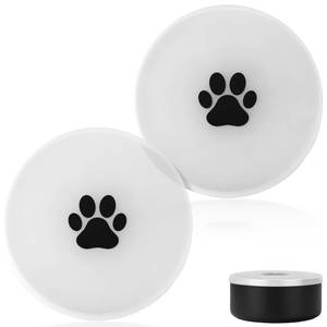 lot 41856 image: IMPRESA Silicone Dog Bowl Covers - Airtight & Watertight Lids for Dog Bowls - Dishwasher-Safe Silicone Lid - 8-Inch, White & Black, Pack of 2 - Retail $17