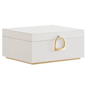 lot 43887 image: SONGMICS 2-Layer Jewelry Box, Jewelry Organizer with Handle, Removable Jewelry Tray, Jewelry Storage, Floating Effect, 8.1 x 9.4 x 4.3 Inches, Gift Idea, White UJBC165W01 - Retail $20