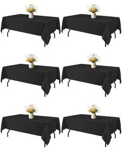 lot 43889 image: Niuara Black Rectangle Table Cloth - 6 Pack, 60 x 84 Washable Polyester Tablecloth for 5FT Tables, Wrinkle-Resistant Table Cover for Weddings & Parties - Retail $25