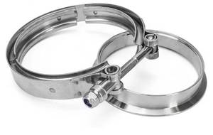 lot 43899 image: 4 S400 S480 Exhaust V-Band Flange Clamp Kit with Stainless Steel Reducer, Fit for S400SXE S475 S463 S467 SX-E SX T4 Housing - Retail $30