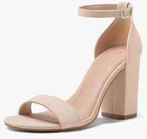 lot 43900 image: COASIS Womens Chunky Block Heels Open Toe Ankle Strap 3.5 Inch Heeled Sandals - Retail $40