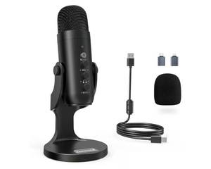 lot 43905 image: ZealSound Podcast Microphone for PC, Noise Cancellation USB Mic with Gain, Volume Adjustment & Mute Button, Monitoring & Echo, for YouTube, TikTok, Podcasting, Streaming, iPhone, iPad, Android, Mac - Retail $35