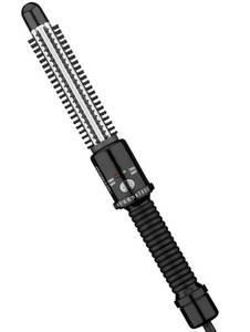 lot 43910 image: Conair Instant Heat Curling Iron Brush, 34-Inch Barrel Curling Brush for Short Hair, 30-Second Heat-Up with 25 Heat Settings for All Hair Types, Black - Retail $16
