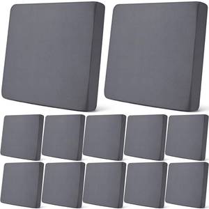 lot 43919 image: Newwiee 12 Pcs Patio Outdoor Cushion Covers Replacement Waterproof Stretch Sofa Couch Cushion Covers Washable Individual Couch Slipcovers Set Furniture Protector for Pets(20-27 Inch,Dark Gray) - Retail $59