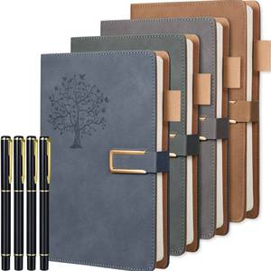 lot 43922 image: Mimorou 4 Sets Christian Journals Gift Tree Diary Notebook Pen Set Easter Mothers Day Refillable Travel Church Teacher Faux Leather for Women Men A5 Magnetic(Gray, Pink, Green, Blue)