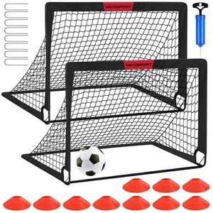 lot 48755 image: Kids Soccer Goals for Backyard Set - 2 of 4 x 3 Portable Soccer Goal Training Equipment, Pop Up Toddler Soccer Net with Soccer Ball, Soccer Set for Kids and Youth Outdoor Games, Sports, Play - Retail $40