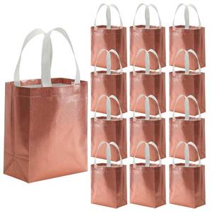 lot 48766 image: Tosnail 40 Pack 10 x 8 Inch Reusable Grocery Bags Shopping Tote Bag with Handle Present Bag Gift Bag for Weddings, Birthdays, Party, Event - Rose Gold - Retail $21