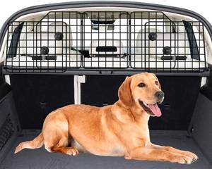 lot 48777 image: NOAMOO Dog Car Barrier for SUVs, Van, Vehicles, Adjustable Large Pet Barriers, Universal Fit Heavy-Duty Wire Mesh Dog Guard, Pet Divider Gate for Truck Cargo Area, Safety Car Divider, 61.9 Inches - Retail $34