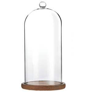 lot 48796 image: Farmlyn Creek Glass Dome Cloche Display Case - 5.1 x 5.1 x 10 in, Clear Dome & Wood Base - Cloche & Glass Cover - Succulent & Collectible Display - Retail $33