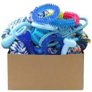 lot 48815 image: Beiker 20 Pack Puppy Chew Toys - Blue Dog Teething Toys for Puppies, Puppy Teething Rings and Ropes, Blue Rubber Toy Bundle for Small Dogs, Cute Interactive Dog Balls for Small Breed - Retail $20