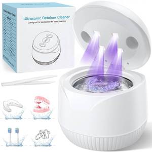 lot 48819 image: Dental Ultrasonic Retainer Cleaner Machine 45kHz Dental Cleaning Pod with Digital Timer & 200ML, Deep Cleaning for Dentures, Mouth Guards, Aligners, Night Guards, Braces, Toothbrush Heads & Jewelry - Retail $36