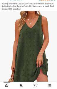 lot 41642 image: Womens Green Polka Dot V-Neck Sleeveless Summer Dress Medium- Retail $15