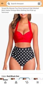 lot 41645 image: Women Two Piece Swimsuit High Waisted Polka Dot Bikini Set Large - Retail $35