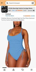 lot 41648 image: Womens Blue One-Piece Swimsuit with Side Ruching Large - Retail $35