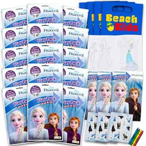 lot 41652 image: Bendon Set of 11Full-Size Kids Play Packs Fun Party Favors Coloring Book Crayons Stickers (Disney Frozen) - Retail $24