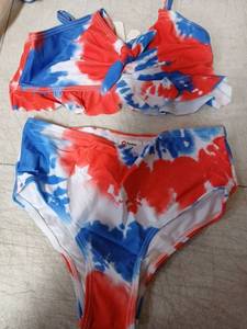 lot 41656 image: Red White Blue Tie Dye Two Piece Bikini Set 6-7Y- Retail $22