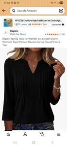 lot 41676 image: Womens Black V-Neck 34 Sleeve Top 2 xl - Retail $15