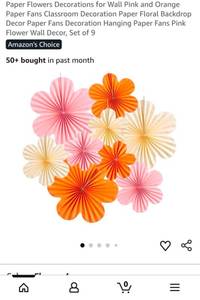 lot 41681 image: Paper Flower Wall Decorations Set - Retail $12