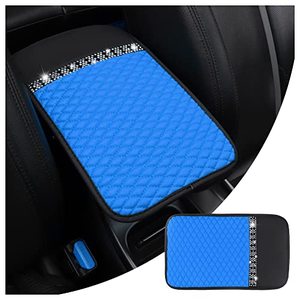 lot 41702 image: NHHC Bling Leather Car Armrest Box Cover,Car Center Console Protector with Colorful Crystal Rhinestones,Anti-Scratch Waterproof Car Armrest Seat Pad for Most Car,SUVs,Trucks (Blue)