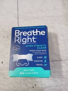 lot 41738 image: Breathe Right Extra Strength Clear Nasal Strips 44 Count - Retail $8