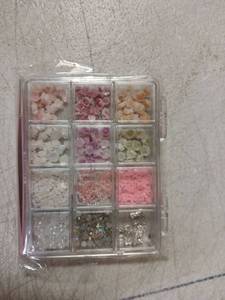 lot 41744 image: Nail Art Decoration Kit with Dried Flowers and Beads - Retail $8
