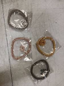 lot 41757 image: Designer Chain Bracelets with Logo Charms Set of 4 - Retail $25