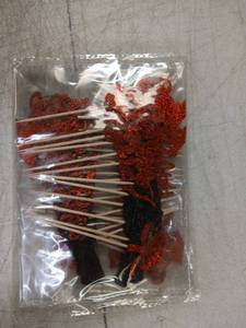 lot 41766 image: Red and Black Glitter Cupcake Toppers Party Decorations Set Of 36 Graduation Themed - Retail $3