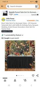 lot 43846 image: Black Fitted Table Skirt with Elastic Band - Retail $8