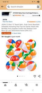 lot 43850 image: 12-Pack Inflatable Beach Balls Rainbow Color Pool Party Toys - Retail $8